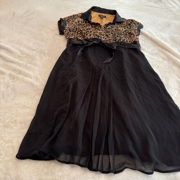 Signature by Robbie Bee NWT Animal Print and Black Flowy Dress Size 16 - Picture 1 of 16